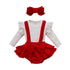 Christmas Velvet Braces Dress Set